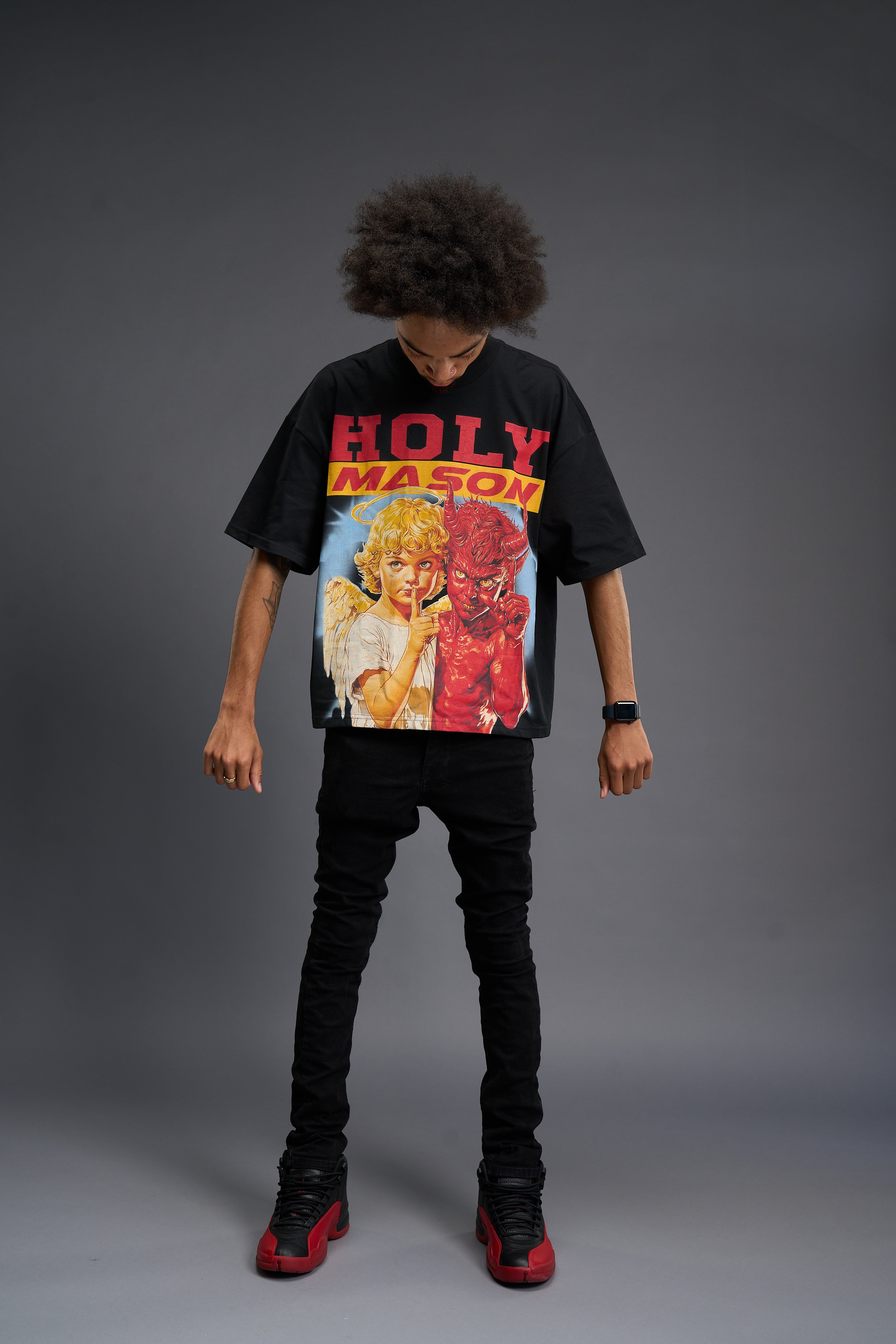 HOLY MASON “REBELLIOUS” BOXY FIT TEE (BLACK)