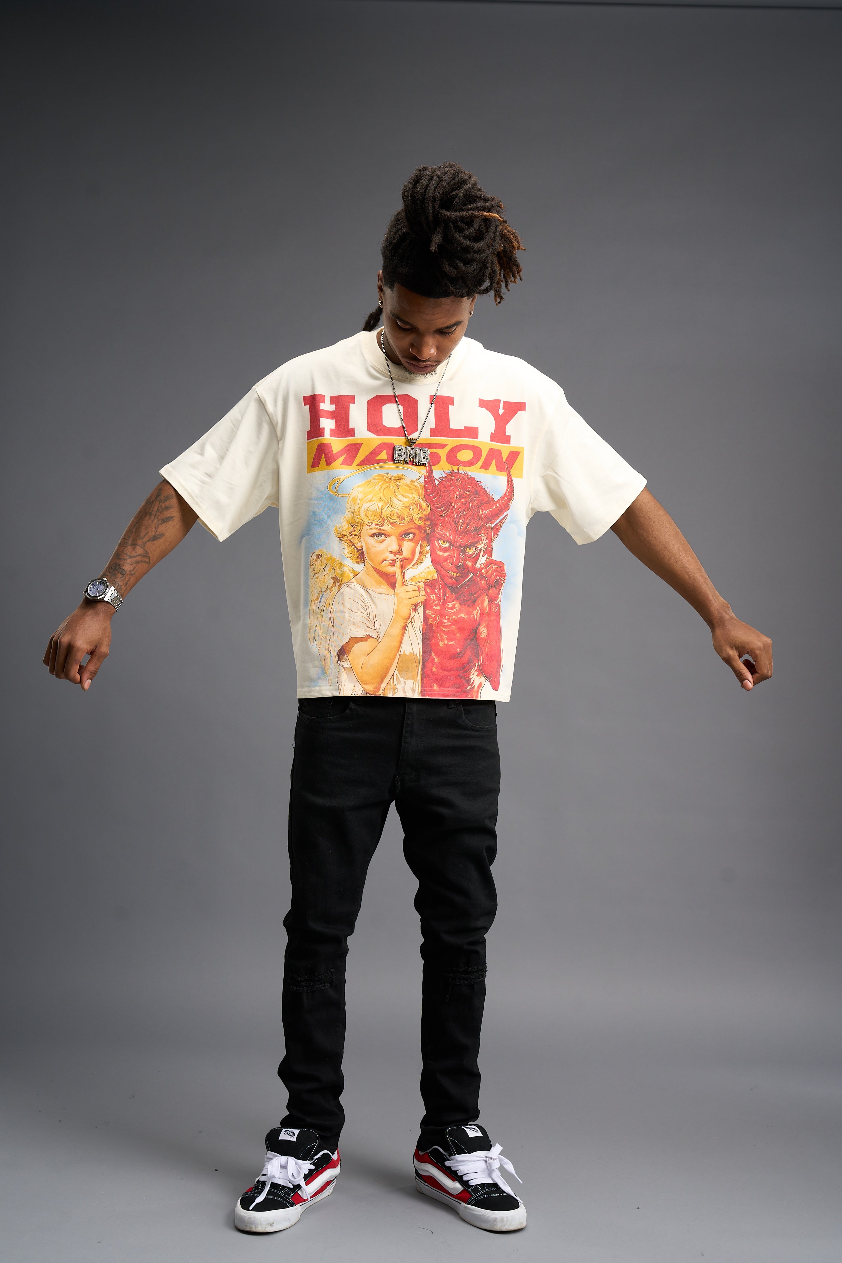 HOLY MASON "REBELLIOUS" BOXY FIT TEE (CREAM)